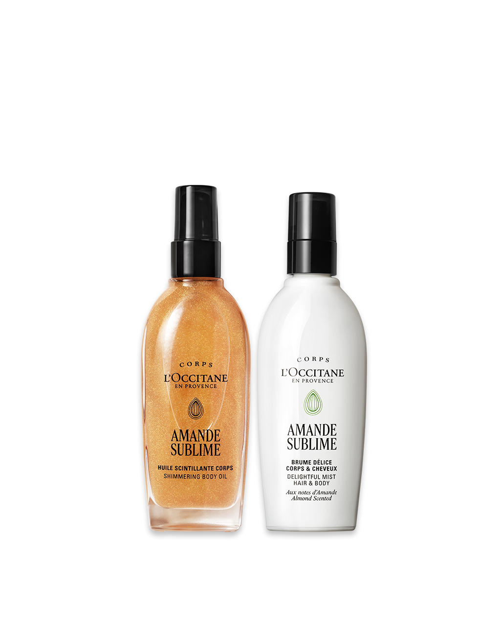 Óleo Corporal Iluminador e Mist Perfumado Amande Sublime